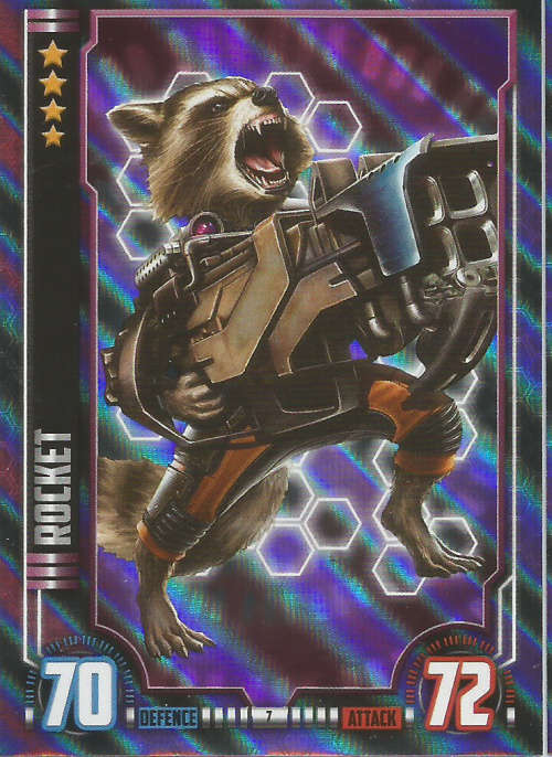 MARVEL HERO ATTAX UNIVERSE 2016 - ROCKET  `HOLOGRAPHIC` FOIL TRADING CARD 7