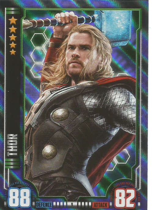 MARVEL HERO ATTAX UNIVERSE 2016 - THOR  `HOLOGRAPHIC` FOIL TRADING CARD 9