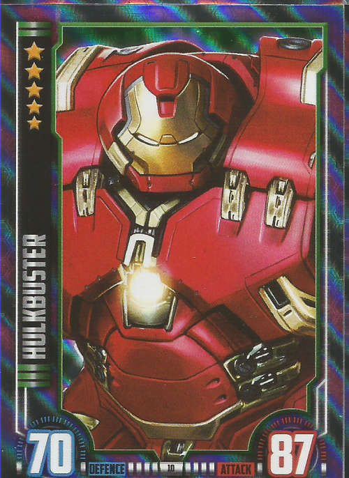 MARVEL HERO ATTAX UNIVERSE 2016 - HULKBUSTER  `HOLOGRAPHIC` FOIL TRADING CARD 10