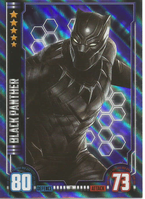 MARVEL HERO ATTAX UNIVERSE 2016 - BLACK PANTHER  `HOLOGRAPHIC` FOIL TRADING CARD 13
