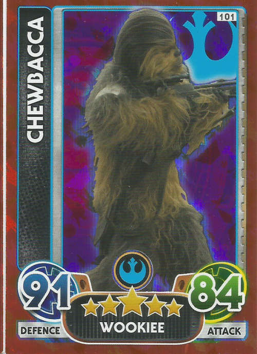 STAR WARS 2016 - FORCE ATTAX `EXTRA` - CHEWBACCA `FOIL` CARD 101