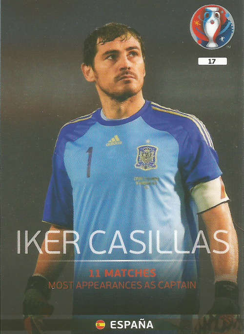 PANINI EURO 2016 - IKER CASILLAS "LEGENDS" TRADING CARD 17