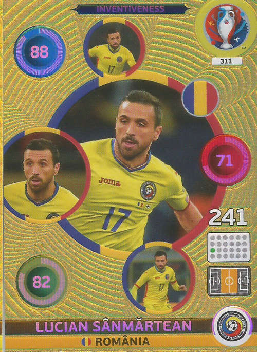 PANINI EURO 2016 - LUCIAN SANMARTEAN  "INVENTIVENESS" FOIL TRADING CARD 311