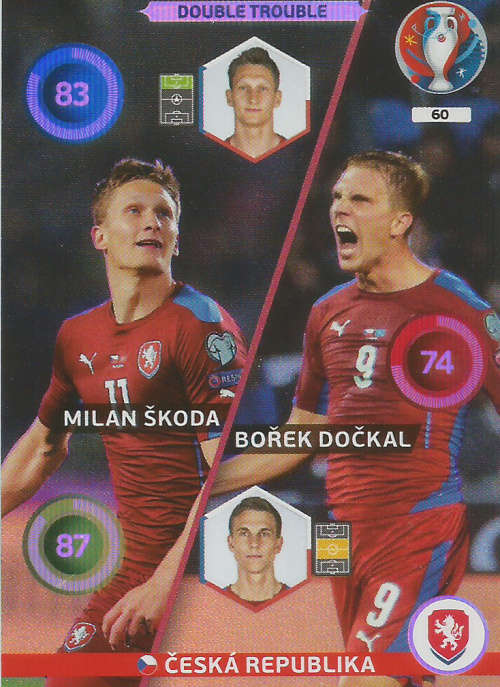 PANINI EURO 2016 - CESKA REPUBLIKA  "DOUBLE TROUBLE" FOIL TRADING CARD 60