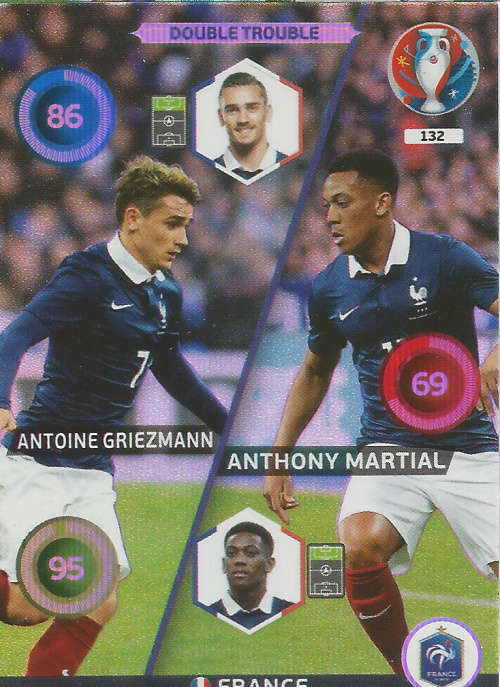 PANINI EURO 2016 - FRANCE  "DOUBLE TROUBLE" FOIL TRADING CARD 132