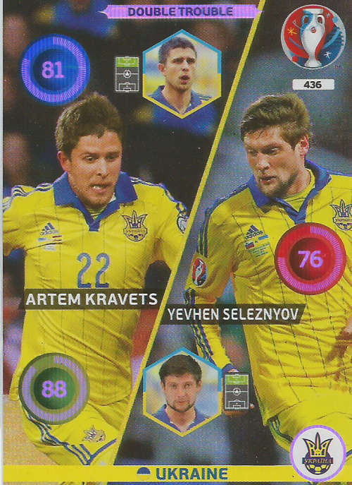 PANINI EURO 2016 - UKRAINE  "DOUBLE TROUBLE" FOIL TRADING CARD 436