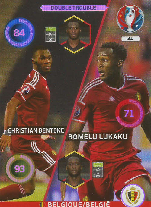 PANINI EURO 2016 - BELGIUM  "DOUBLE TROUBLE" FOIL TRADING CARD 44