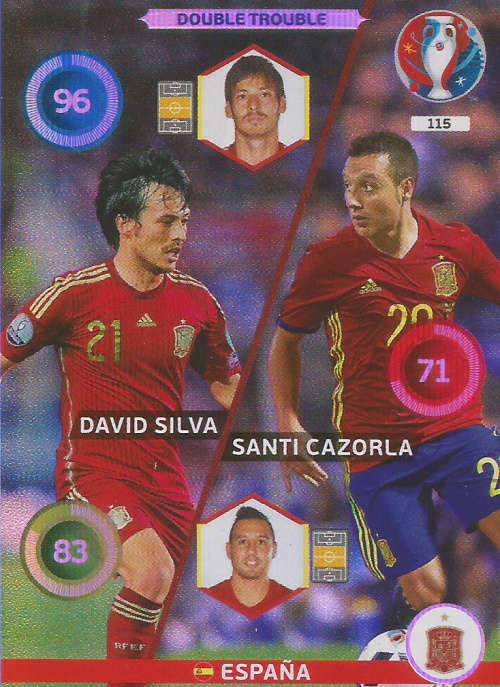 PANINI EURO 2016 - SPAIN  "DOUBLE TROUBLE" FOIL TRADING CARD 115