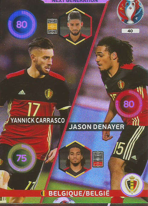 PANINI EURO 2016 - BELGIUM  "NEXT GENERATION" FOIL TRADING CARD 40