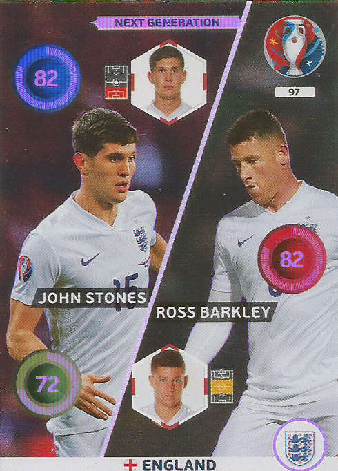 PANINI EURO 2016 - ENGLAND  "NEXT GENERATION" FOIL TRADING CARD 97