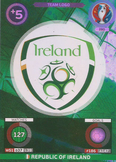 PANINI EURO 2016 - REP OF IRELAND "TEAM LOGO" FOIL TRADING CARD 280