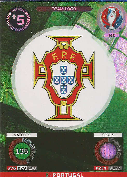 PANINI EURO 2016 - PORTUGAL "TEAM LOGO" FOIL TRADING CARD 262