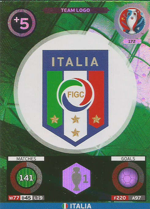PANINI EURO 2016 - ITALY "TEAM LOGO" FOIL TRADING CARD 172