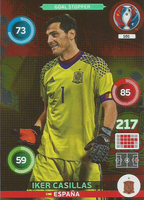 PANINI EURO 2016 - IKER CASILLAS  "GOAL STOPPER" FOIL TRADING CARD 101