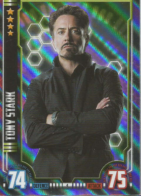 MARVEL HERO ATTAX UNIVERSE 2016 - TONY STARK  `HOLOGRAPHIC` FOIL TRADING CARD 4