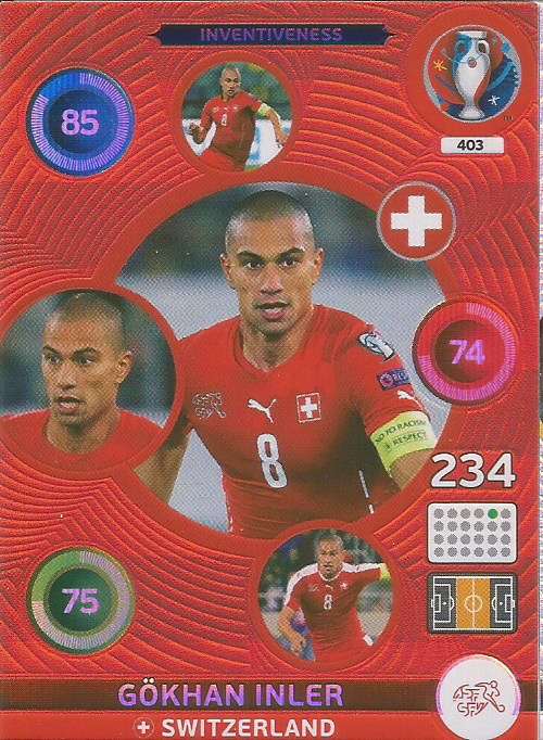 PANINI EURO 2016 - GOKHAN INLER  "INVENTIVENESS" FOIL TRADING CARD 403