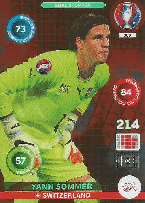PANINI EURO 2016 - YANN SOMMER  "GOAL STOPPER" FOIL TRADING CARD 389
