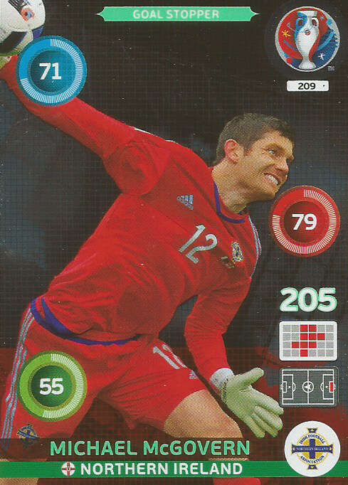 PANINI EURO 2016 - MICHAEL McGOVERN  "GOAL STOPPER" FOIL TRADING CARD 209