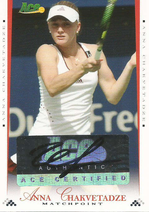 ANNA CHAKVETADZE - ACE AUTHENTIC 2008 - CERTIFIED "AUTOGRAPH" CARD