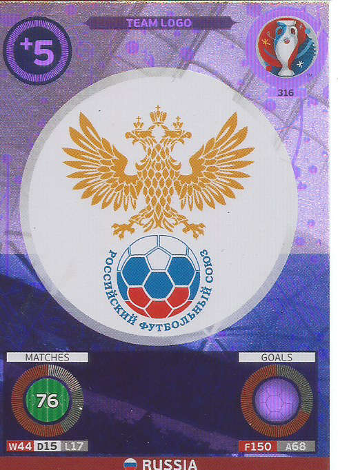 PANINI EURO 2016 - RUSSIA "TEAM LOGO" FOIL TRADING CARD 316