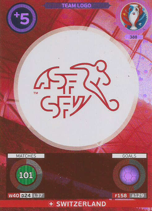 PANINI EURO 2016 - SWITZERLAND "TEAM LOGO" FOIL TRADING CARD 388
