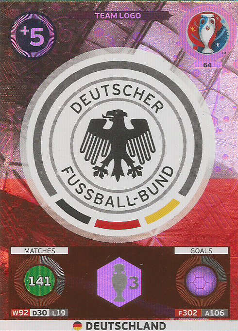 PANINI EURO 2016 - GERMANY "TEAM LOGO" FOIL TRADING CARD 64