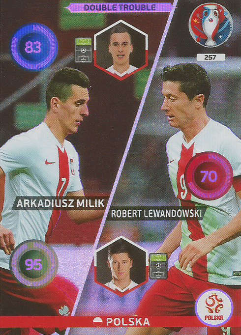 PANINI EURO 2016 - POLAND  "DOUBLE TROUBLE" FOIL TRADING CARD 257