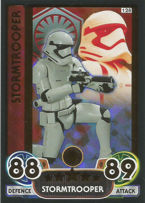 STAR WARS 2016 - FORCE ATTAX `EXTRA` - STORMTROOPER `RAINBOW FOIL` CARD 128