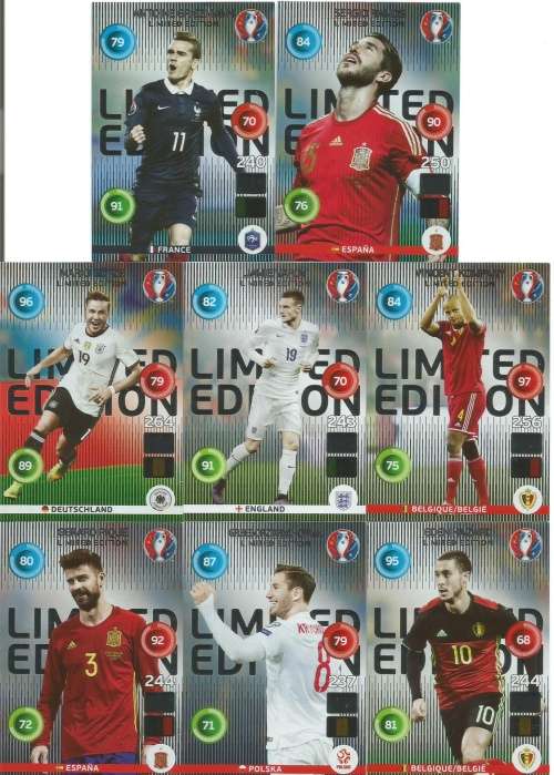 PANINI EURO 2016 COLLECTION - LOT of 8 "LIMITED EDITION" TRADING CARDS