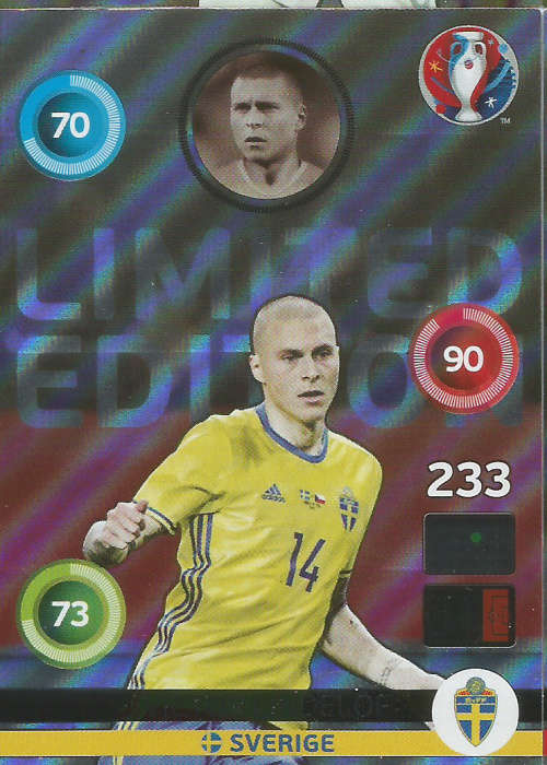 EURO 2016 by PANINI - VICTOR LINDELOF "GLOSS LIMITED EDITION" TRADING CARD