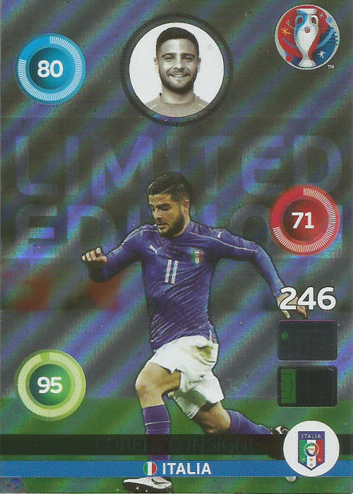 EURO 2016 by PANINI - LORENZO INSIGNE "GLOSS LIMITED EDITION" TRADING CARD