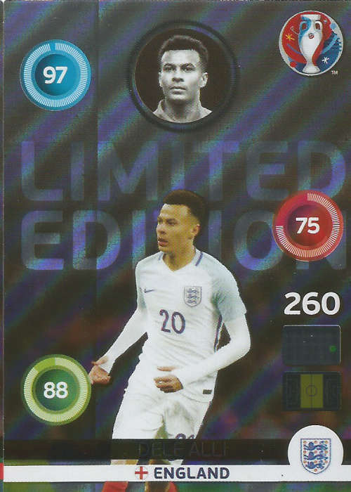 EURO 2016 by PANINI - DELE ALLI "GLOSS LIMITED EDITION" TRADING CARD