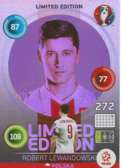 ROBERT LEWANDWOSKI - EURO 2016 by PANINI -  "HERO LIMITED EDITION" TRADING CARD