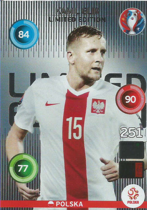 KAMIL GLIK - EURO 2016 by PANINI -  "CLASSIC LIMITED EDITION" TRADING CARD
