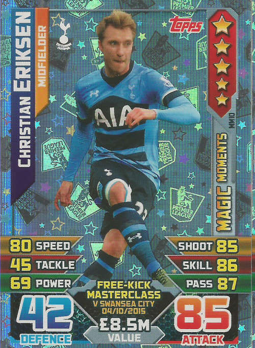 CHRISTIAN ERIKSEN - MATCH ATTAX "EXTRA" 2016 - "MAGIC MOMENTS" FOIL CARD