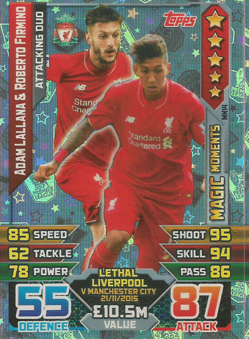 LIVERPOOL FC - MATCH ATTAX "EXTRA" 2016 - "MAGIC MOMENTS" FOIL CARD