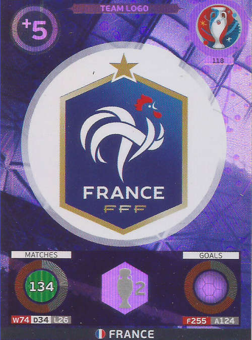 PANINI EURO 2016 - FRANCE "TEAM LOGO" FOIL TRADING CARD 118