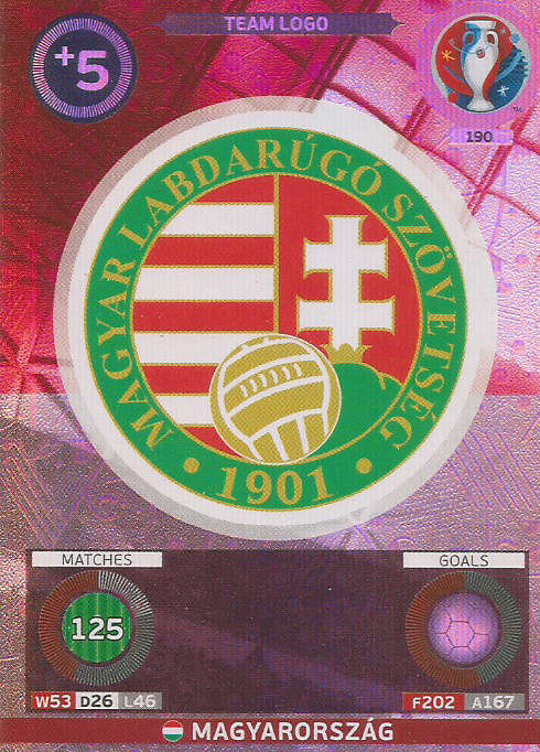 PANINI EURO 2016 - HUNGARY "TEAM LOGO" FOIL TRADING CARD 190