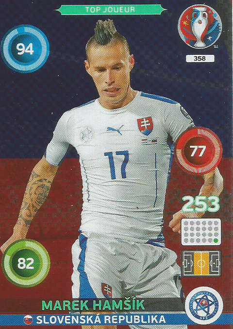PANINI EURO 2016 - MAREK HAMSIK "TOP JOUEUR" FOIL TRADING CARD 358