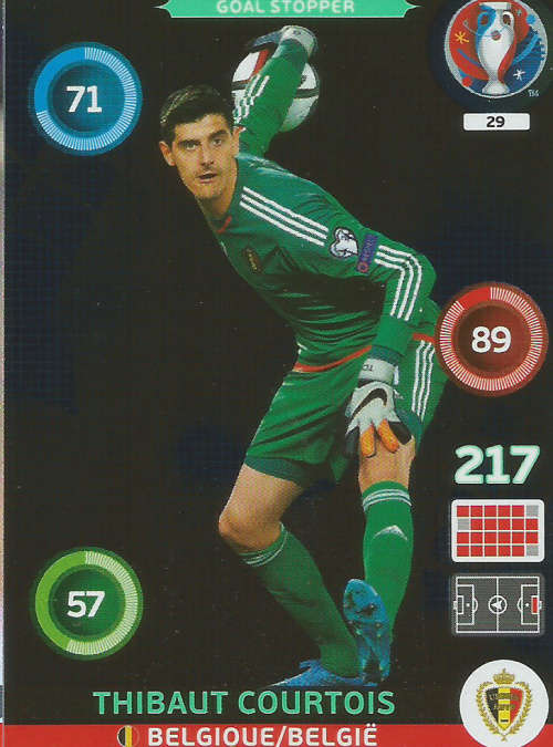 PANINI EURO 2016 - THIBAUT COURTOIS "GOAL STOPPER" FOIL TRADING CARD 29