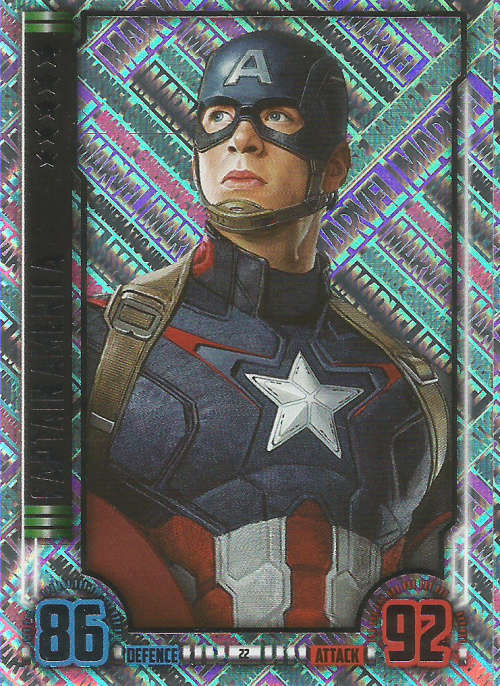MARVEL HERO ATTAX UNIVERSE 2016 - CAPTAIN AMERICA  `UNIQUE HOLOGRAPHIC` TRADING CARD 22