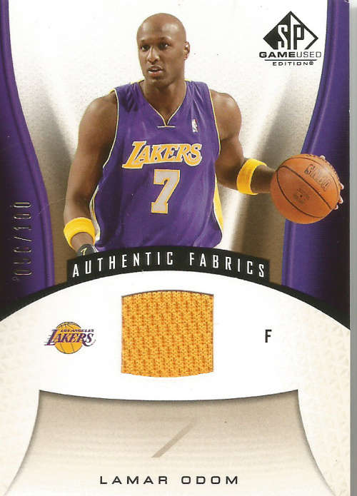 LAMAR ODOM - UD 2006/07 GAME USED "AUTHENTIC FABRICS" GAME APPAREL TRADING CARD 56 of 100