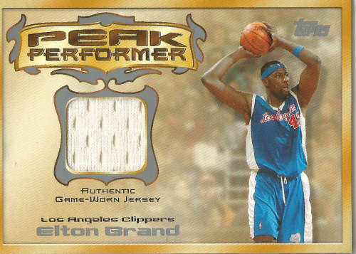 ELTON GRAND - TOPPS 2004 GAME USED "PEAK PERFORMER" GAME APPAREL TRADING CARD