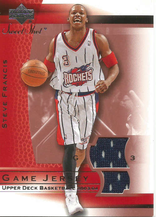 STEVE FRANCIS - UD 2004 GAME USED "SWEET SHOT" GAME APPAREL TRADING CARD