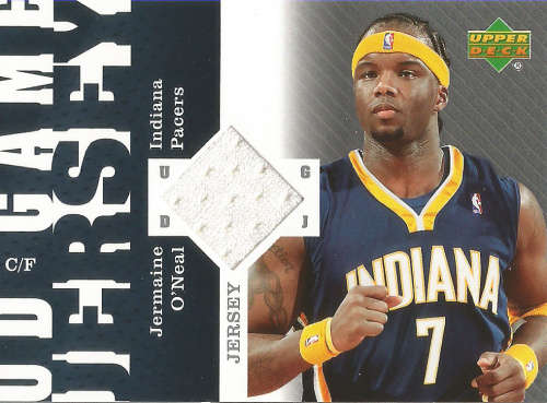 JERMAINE O'NEIL - UD 2006 GAME USED "GAME JERSEY" GAME APPAREL TRADING CARD