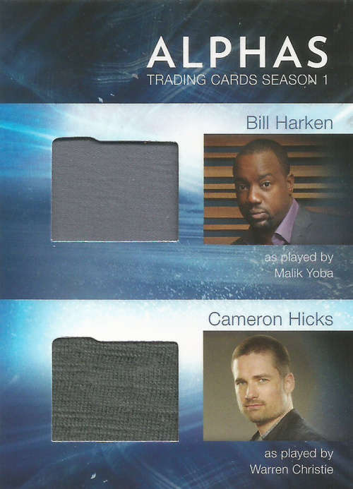 CAMERON HICKS/BILL HARKEN - `ALPHAS SEASON 1` - AUTHENTIC `PERSONAL PIECEWORKS` TRADING CARD DM3