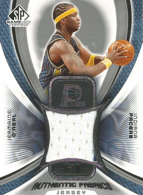 JERMAINE O'NEIL - UD 2006 GAME USED "AUTHENTIC FABRICS" GAME APPAREL TRADING CARD