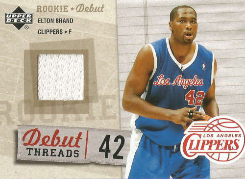 ELTON BRAND -  UD 2006 GAME USED "ROOKIE DEBUT" GAME APPAREL TRADING CARD