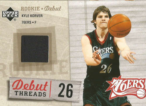 KYLE KORVER -  UD 2006 GAME USED "ROOKIE DEBUT" GAME APPAREL TRADING CARD