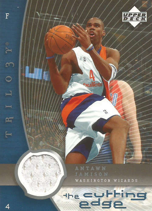 ANTAWN JAMISON -  UD 2005 GAME USED "CUTTING EDGE TRILOGY" GAME APPAREL TRADING CARD